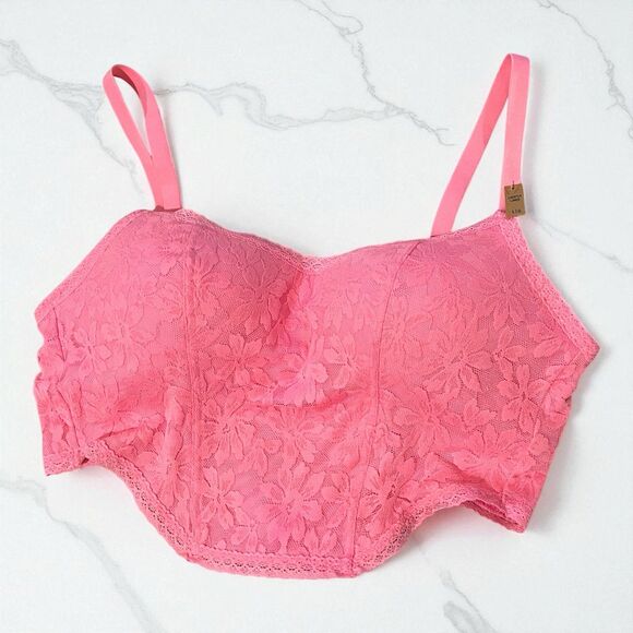 Victoria's Secret Dreamy Pink Structured Lightly Lined Corset Lace Overlay Large - Picture 1 of 13